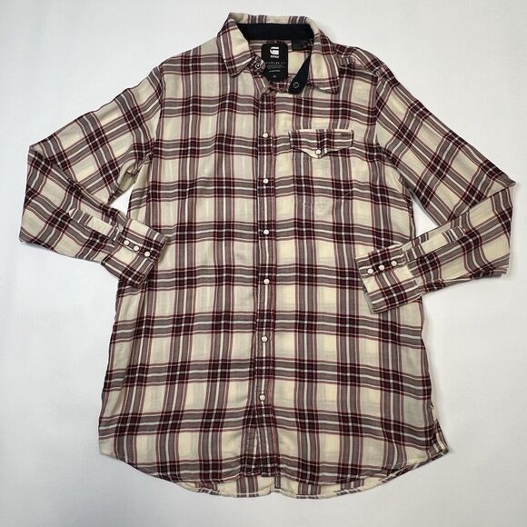 G-Star RAW Shirt Boyfriend Fit Tacoma Check Plaid Snap Button Womens Size Medium - Picture 4 of 13